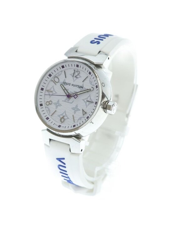 Louis Vuitton Monogram White Tambour MM Dial SS Rubber Quartz Stainless Steel main image 6